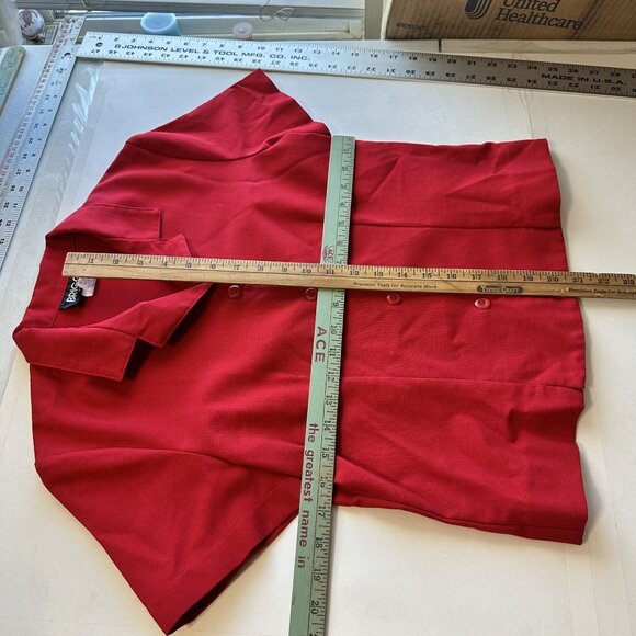 Briggs Womens Top Petite Red Short Sleeve Button Up Blouse 6P 90s Vtg - Picture 5 of 7